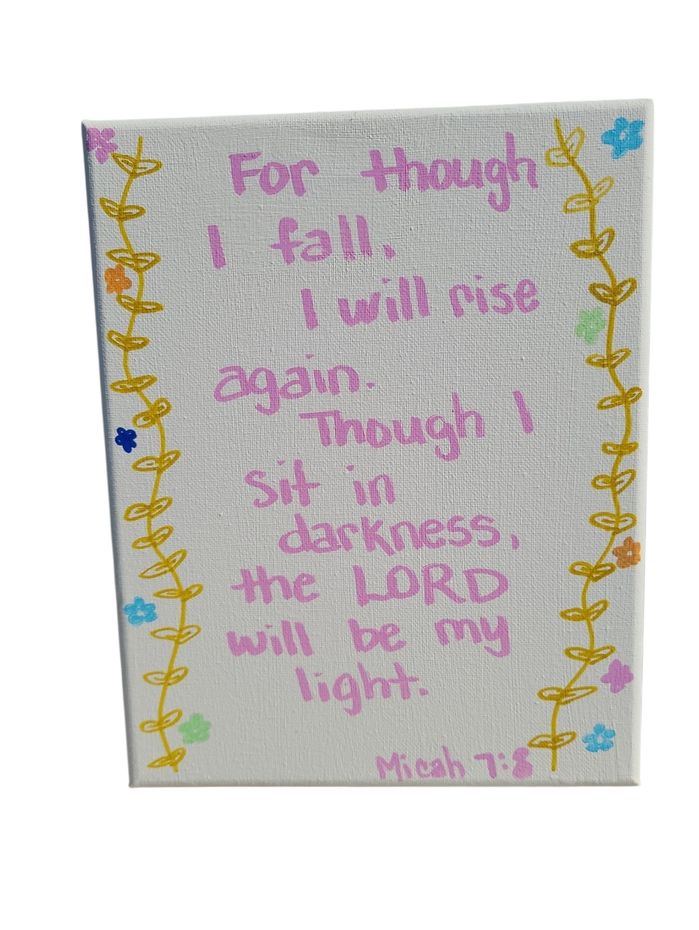 Hand-Painted Inspirational Micah 7:8 Canvas - Pink & Gold Accents